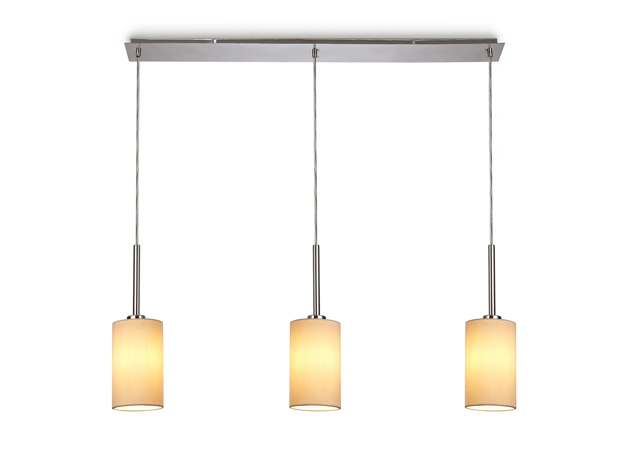 Baymont 12cm Shade 3 Light Pendant Polished Chrome; Nude Beige/Moonlight